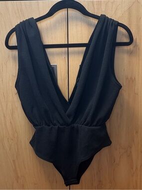 Boohoo Black Wrap Front Sleeveless Bodysuit